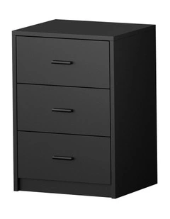 Oikiture Bedside Table 3 Drawers Nightstand Bedroom Storage Side End Black
