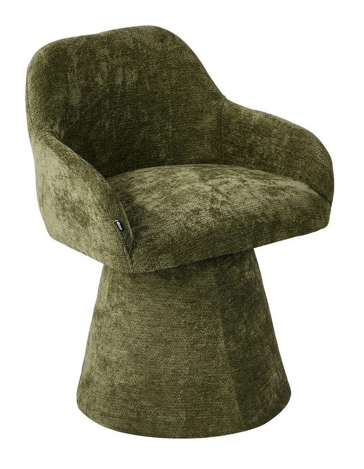 Oikiture Dining Chair Swivel Armchair Lounge Accent Chairs Chenille Green image 1