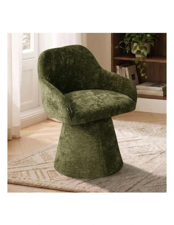 Oikiture Dining Chair Swivel Armchair Lounge Accent Chairs Chenille Green image 4