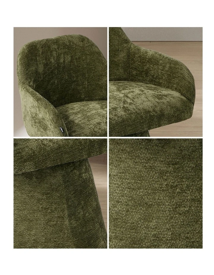 Oikiture Dining Chair Swivel Armchair Lounge Accent Chairs Chenille Green image 6