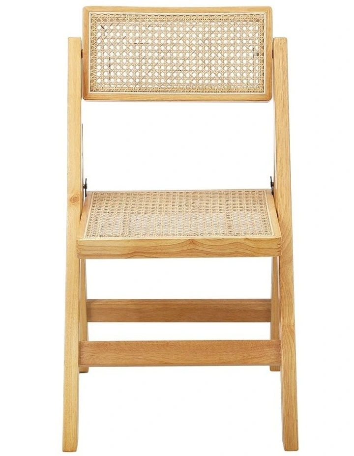 Oikiture 2x Dining Chairs Folding Rattan Chair Wooden Accent Chair Natural image 2