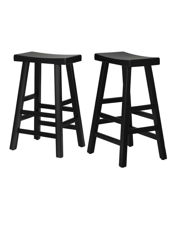 Oikiture 2X Bar Stools Kitchen Stool Wooden Counter Chairs Barstools Black image 1