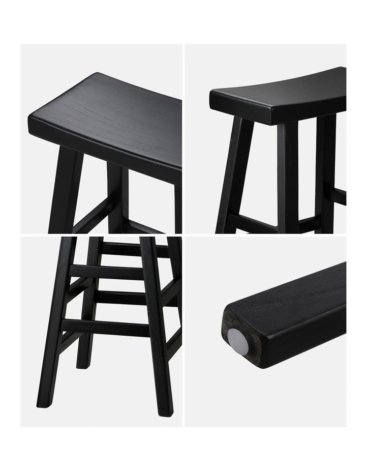 Oikiture 2X Bar Stools Kitchen Stool Wooden Counter Chairs Barstools Black image 6