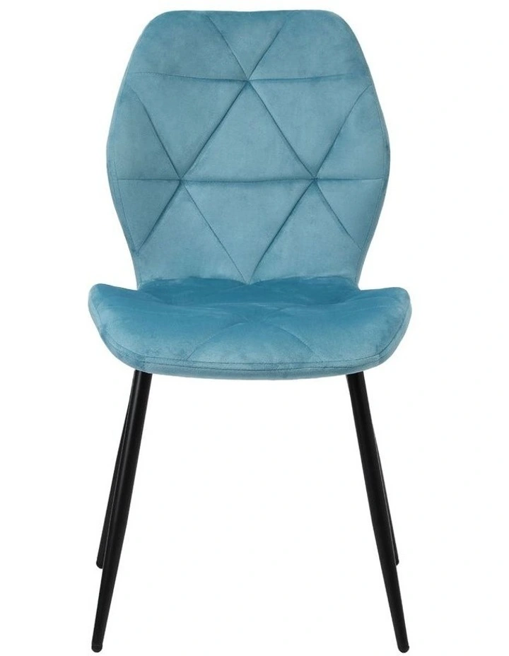 Oikiture Set of 2 Dining Chairs Kitchen Chair Padded Seat High Back Velvet Blue image 2