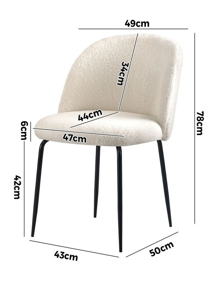 Oikiture 4x Dining Chairs Accent Chair Armchair Kitchen Upholstered Sherpa White image 3