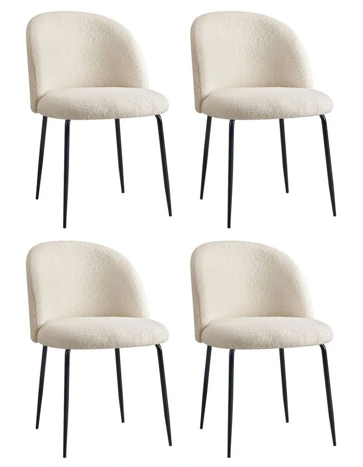 Oikiture 4x Dining Chairs Accent Chair Armchair Kitchen Upholstered Sherpa White image 4