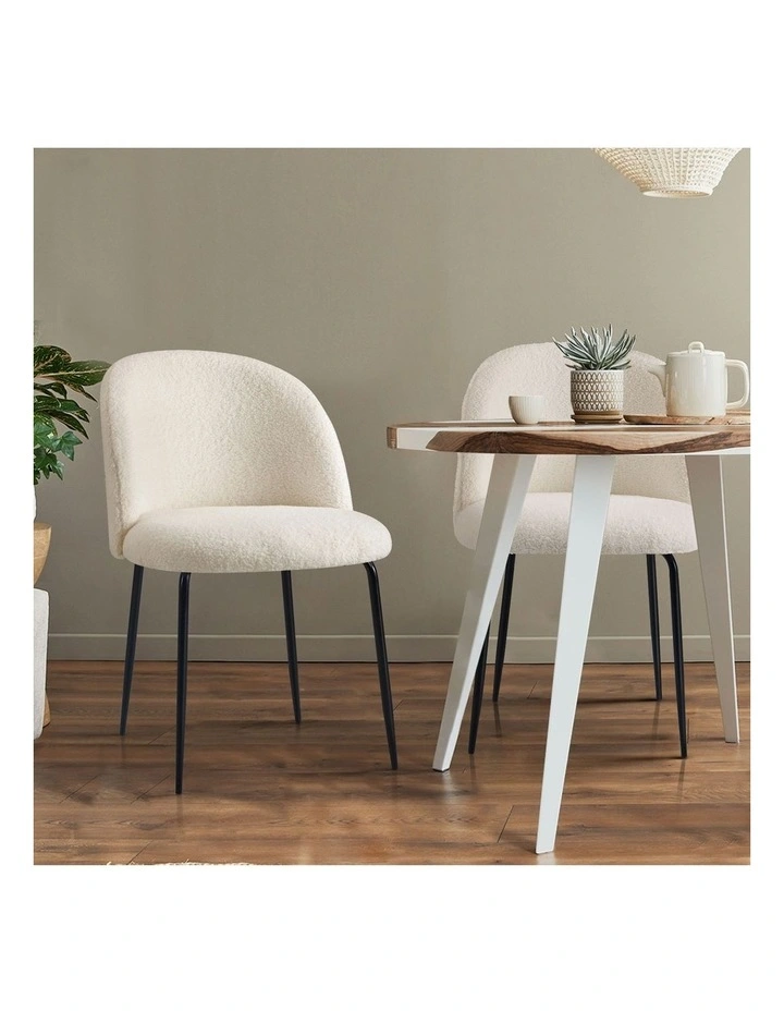 Oikiture 4x Dining Chairs Accent Chair Armchair Kitchen Upholstered Sherpa White image 5
