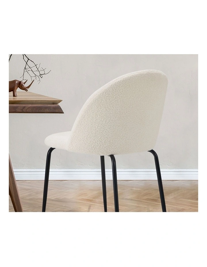 Oikiture 4x Dining Chairs Accent Chair Armchair Kitchen Upholstered Sherpa White image 6