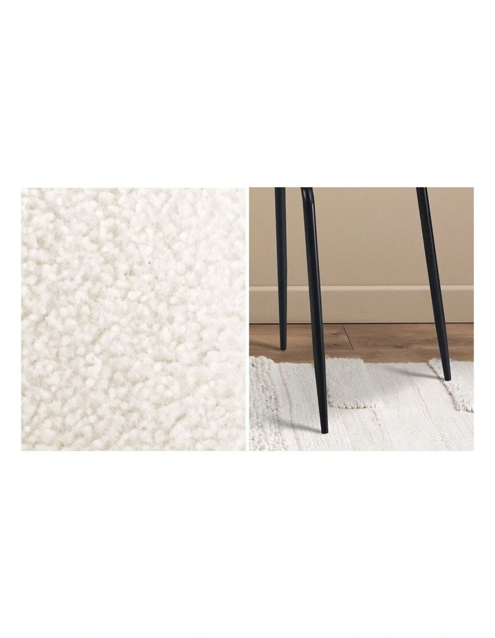 Oikiture 4x Dining Chairs Accent Chair Armchair Kitchen Upholstered Sherpa White image 7