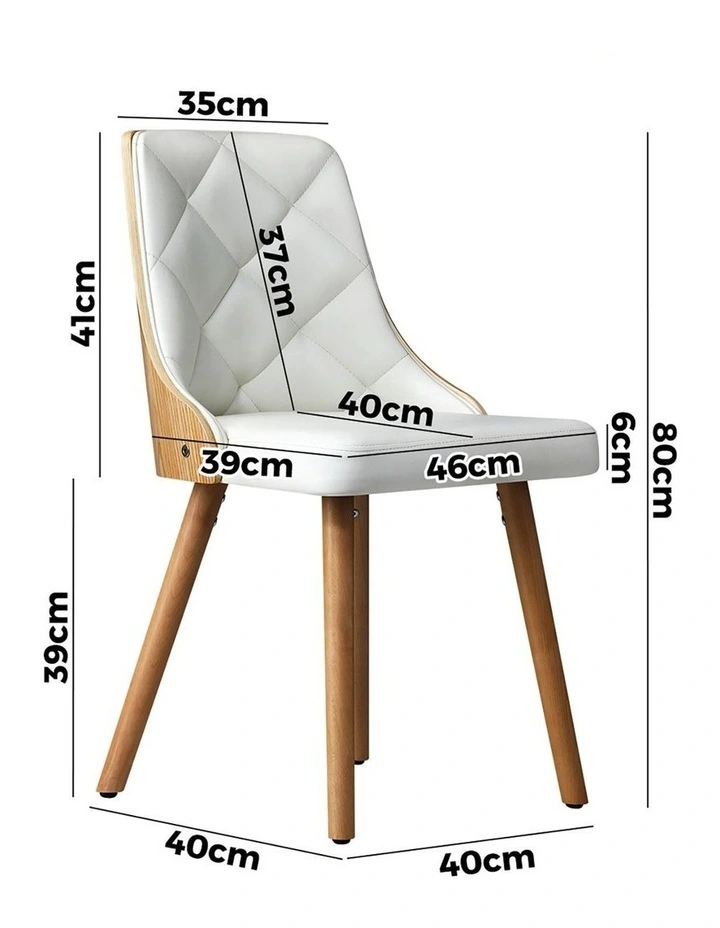 Oikiture 2x Dining Chairs Wooden Kitchen Chair Cafe Faux PU Leather Padded Seat image 3