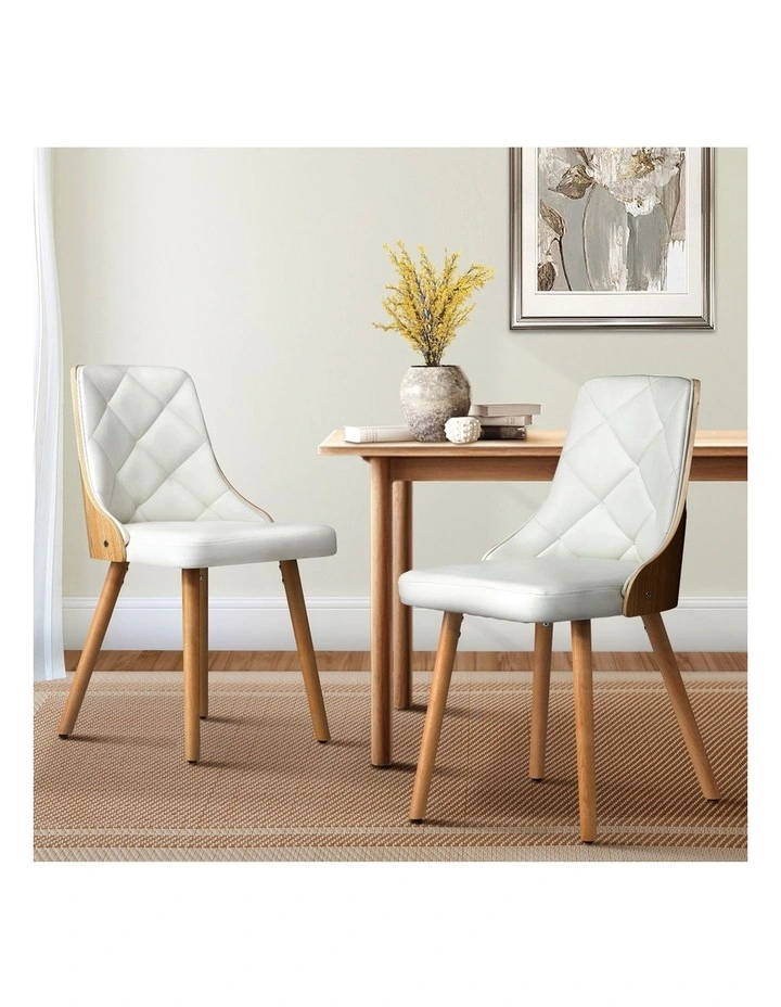 Oikiture 2x Dining Chairs Wooden Kitchen Chair Cafe Faux PU Leather Padded Seat image 4