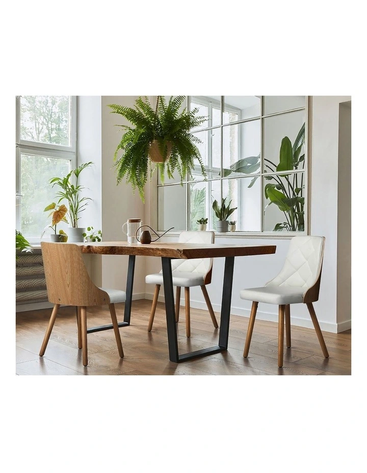 Oikiture 2x Dining Chairs Wooden Kitchen Chair Cafe Faux PU Leather Padded Seat image 5