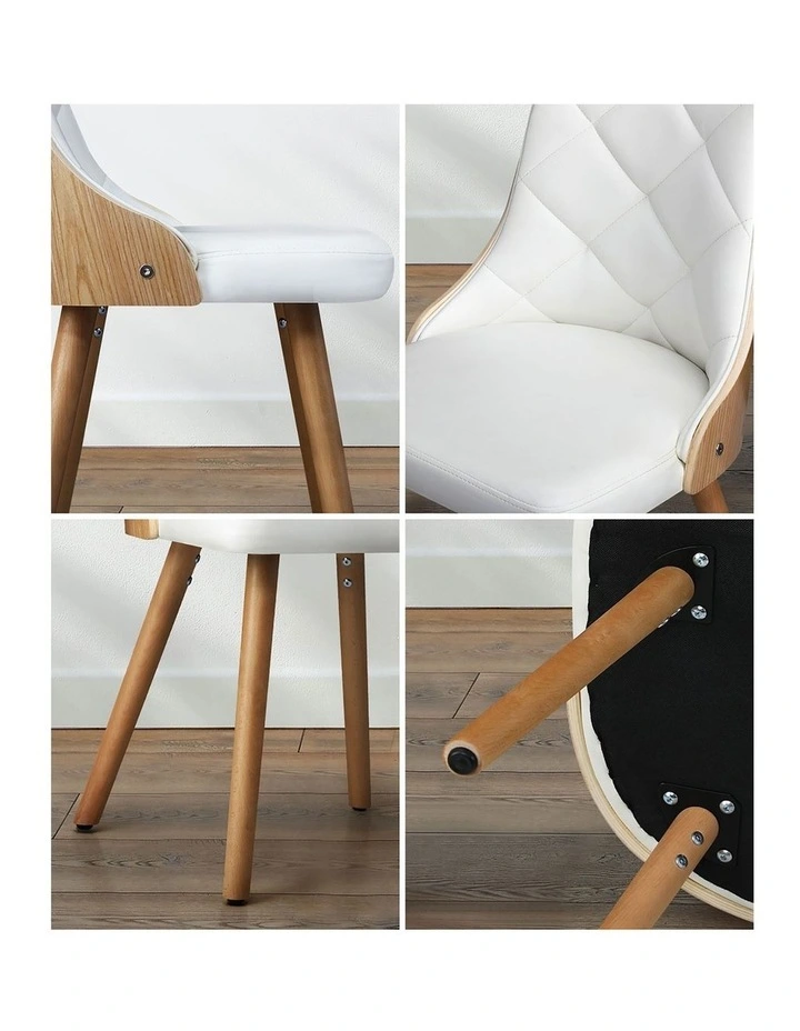 Oikiture 2x Dining Chairs Wooden Kitchen Chair Cafe Faux PU Leather Padded Seat image 6