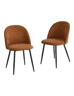 Oikiture 2x Dining Chairs Accent Chair Armchair Kitchen Upholstered Linen Orange