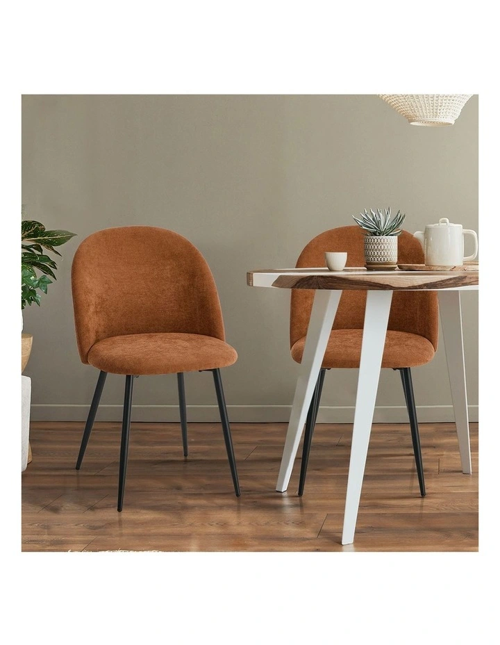 Oikiture 2x Dining Chairs Accent Chair Armchair Kitchen Upholstered Linen Orange image 5