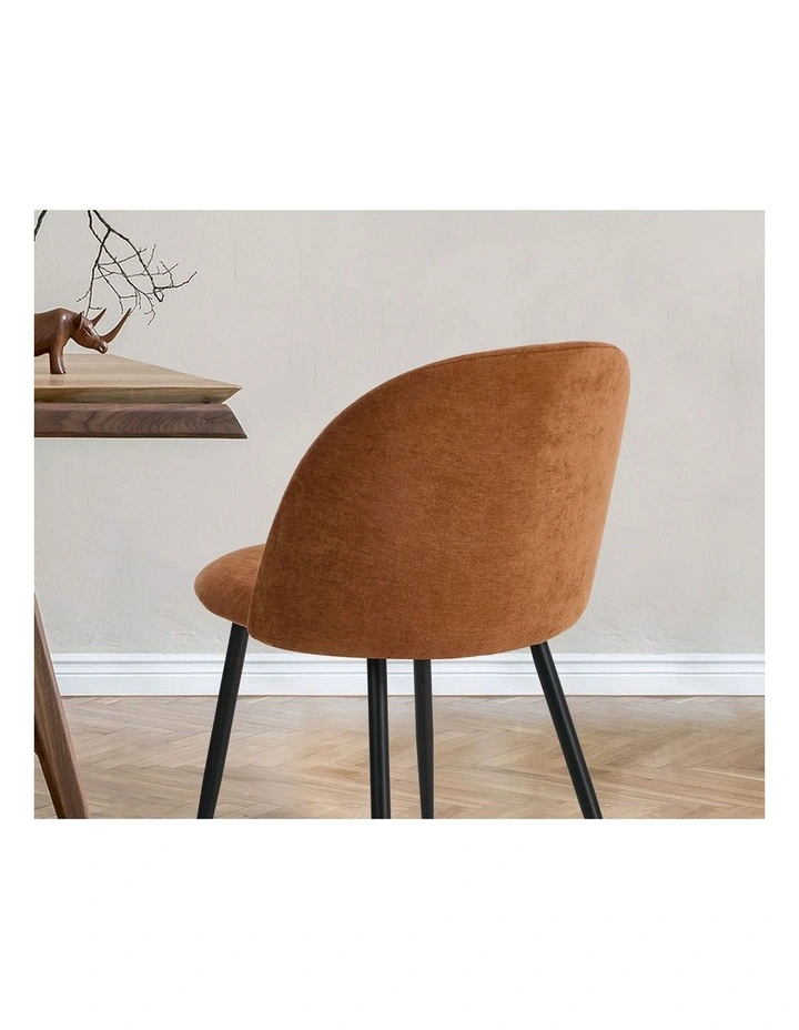 Oikiture 2x Dining Chairs Accent Chair Armchair Kitchen Upholstered Linen Orange image 6