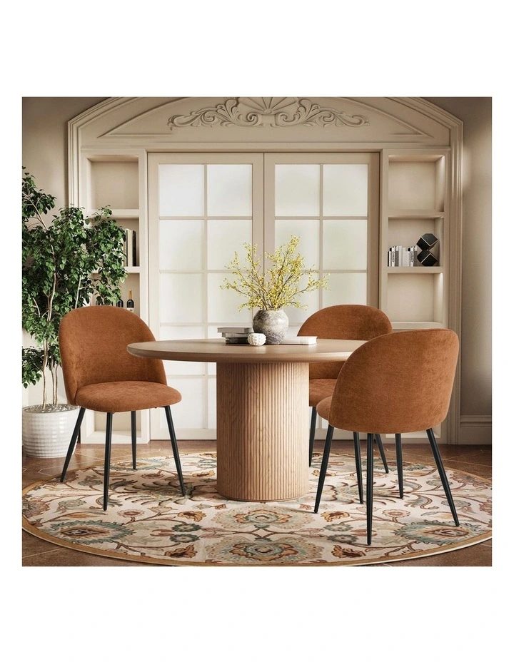 Oikiture 2x Dining Chairs Accent Chair Armchair Kitchen Upholstered Linen Orange image 7