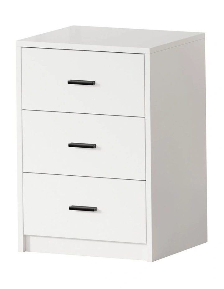 Oikiture Bedside Table 3 Drawers Nightstand Bedroom Storage Side End White image 1