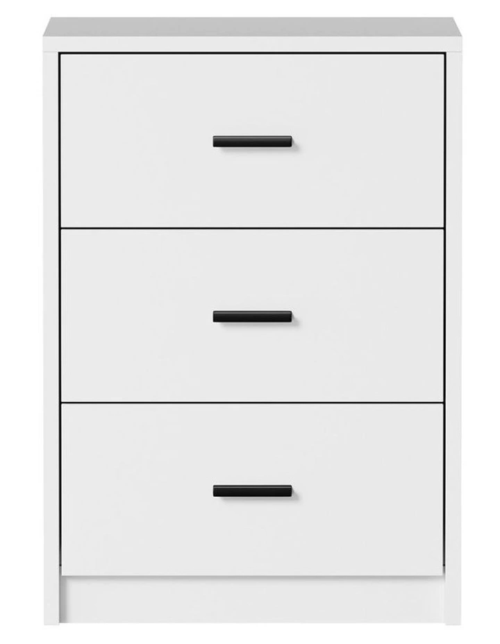 Oikiture Bedside Table 3 Drawers Nightstand Bedroom Storage Side End White image 2