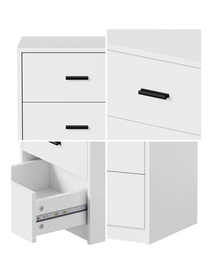Oikiture Bedside Table 3 Drawers Nightstand Bedroom Storage Side End White image 6