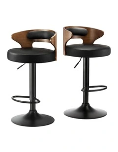 Oikiture 2x Bar Stools Kitchen Gas Lift Swivel Chairs Stool Wooden Barstool