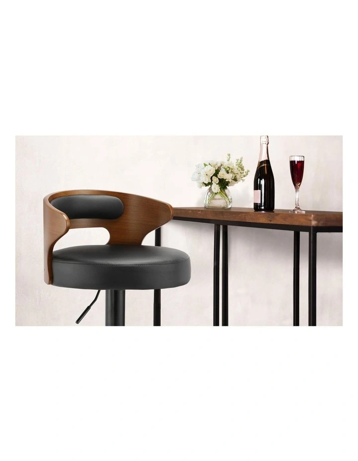 Oikiture 2x Bar Stools Kitchen Gas Lift Swivel Chairs Stool Wooden Barstool image 6