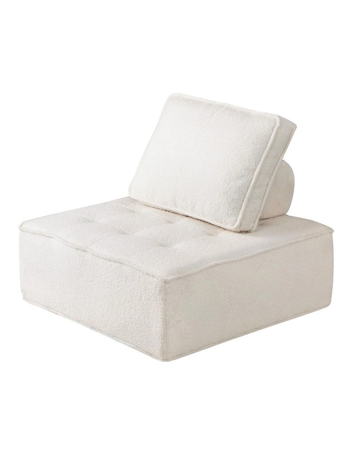Oikiture 1PC Modular Sofa Lounge Chair Armless TOFU Back Sherpa White image 1