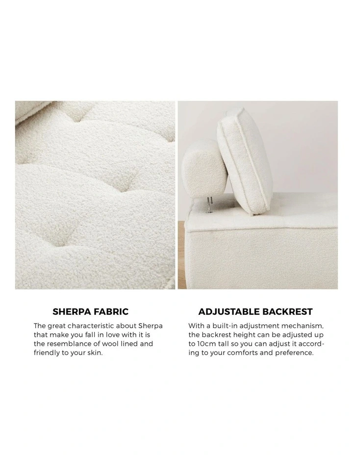 Oikiture 1PC Modular Sofa Lounge Chair Armless TOFU Back Sherpa White image 6