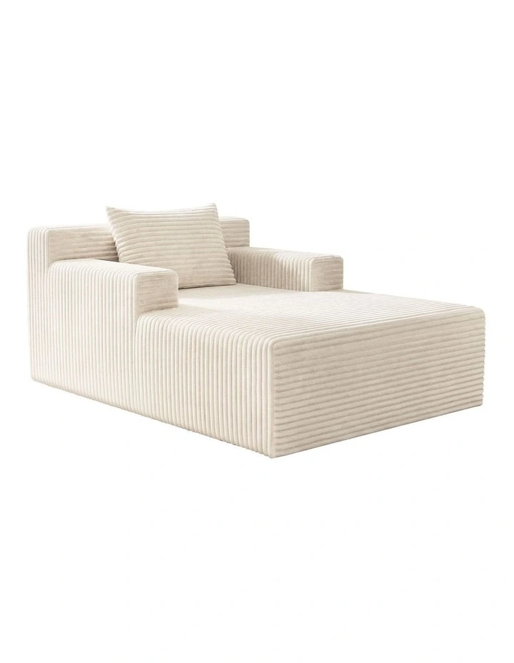 Oikiture Compressed Chaise Chair Corduroy Single Sofa Couch Comfy Lounger Beige image 1
