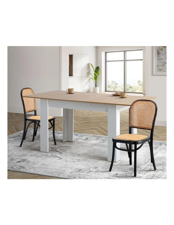 Oikiture 2PCS Dining Chairs Wooden Chairs Rattan Accent Chair Black image 7