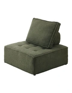 Oikiture 1PC Modular Sofa Lounge Chair Armless TOFU Back Sherpa Green