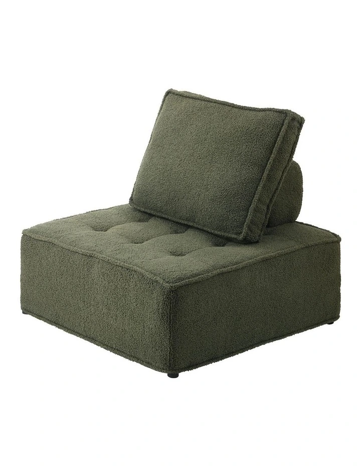 Oikiture 1PC Modular Sofa Lounge Chair Armless TOFU Back Sherpa Green image 1