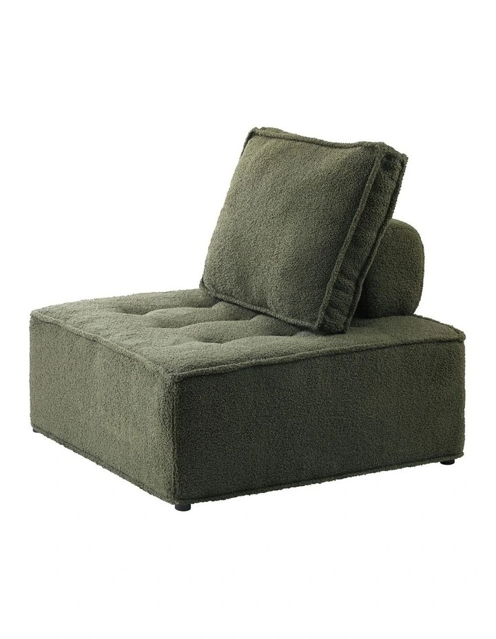 Oikiture 1PC Modular Sofa Lounge Chair Armless TOFU Back Sherpa Green image 3