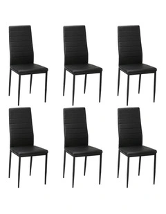 Oikiture 6PCS Dining Chairs High-Back Kitchen Chair Padded Faux Leather Black
