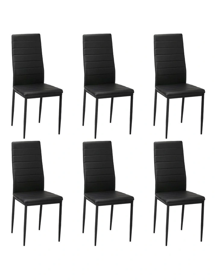 Oikiture 6PCS Dining Chairs High-Back Kitchen Chair Padded Faux Leather Black image 1
