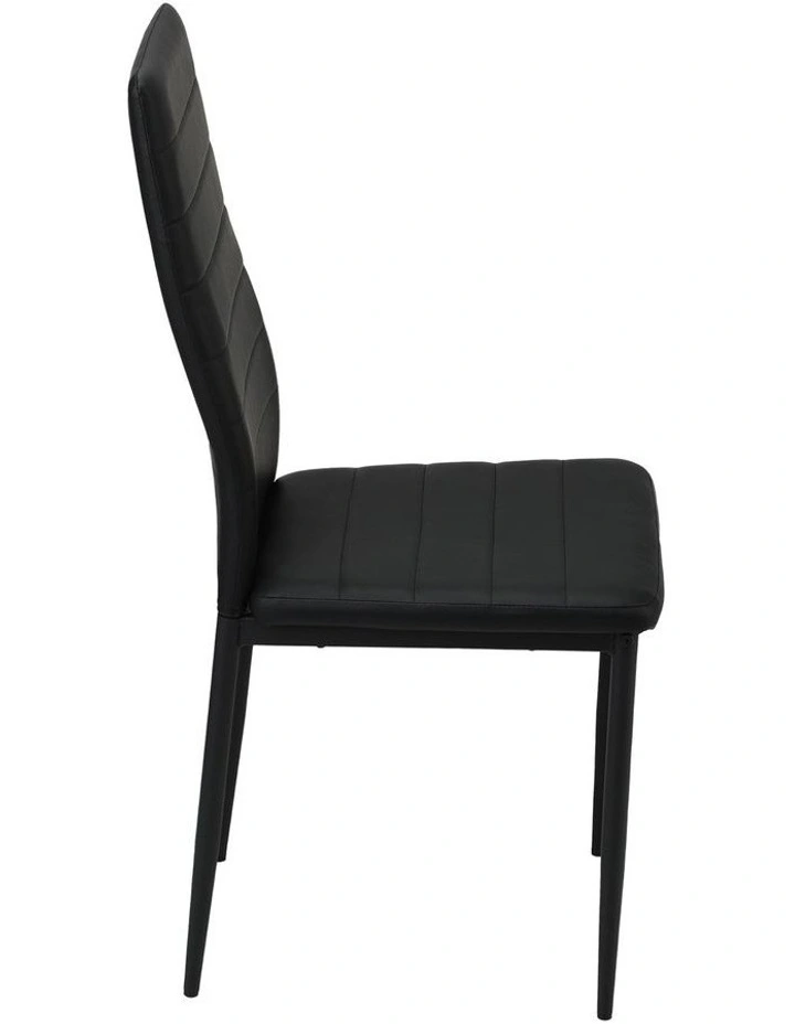 Oikiture 6PCS Dining Chairs High-Back Kitchen Chair Padded Faux Leather Black image 2