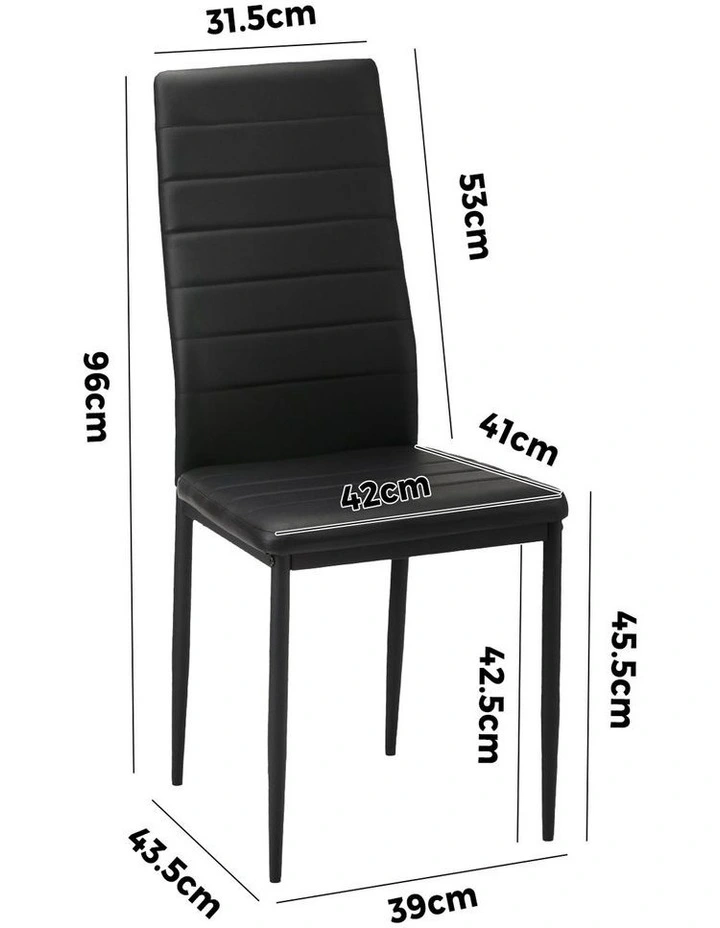 Oikiture 6PCS Dining Chairs High-Back Kitchen Chair Padded Faux Leather Black image 3