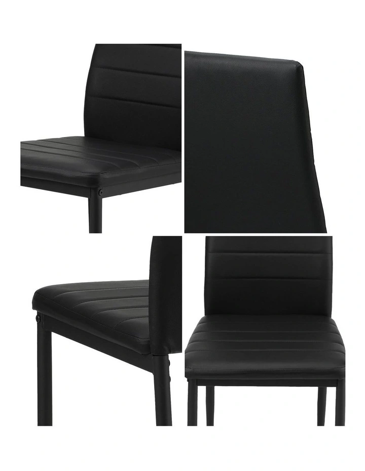 Oikiture 6PCS Dining Chairs High-Back Kitchen Chair Padded Faux Leather Black image 6
