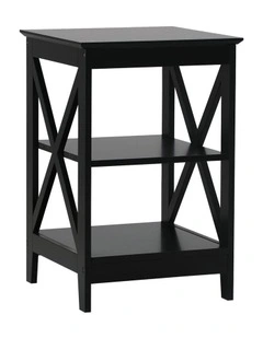 Oikiture Side Table Coffee Bedside Sofa End Tables 3-tier Shelf Black