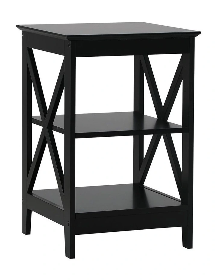 Oikiture Side Table Coffee Bedside Sofa End Tables 3-tier Shelf Black image 1
