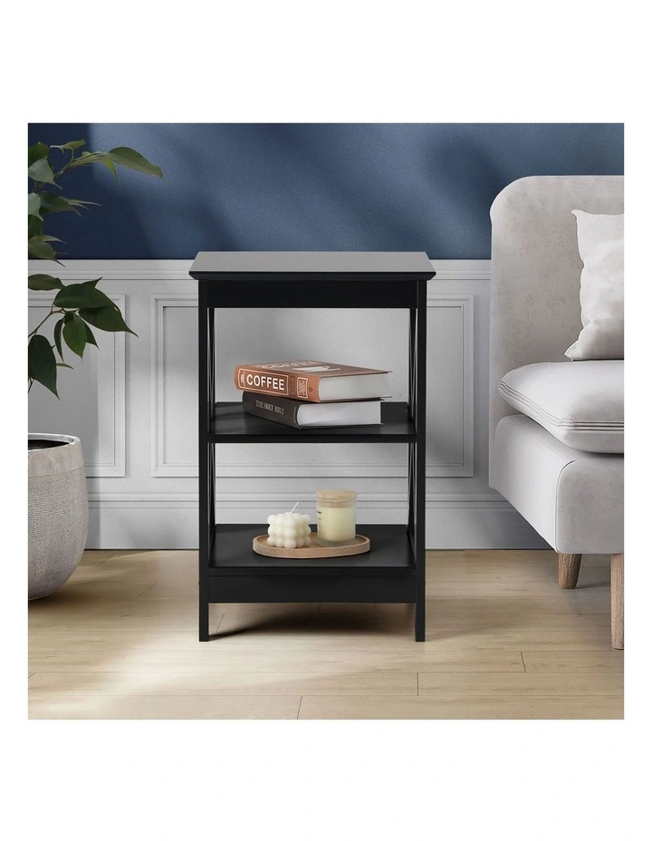 Oikiture Side Table Coffee Bedside Sofa End Tables 3-tier Shelf Black image 5