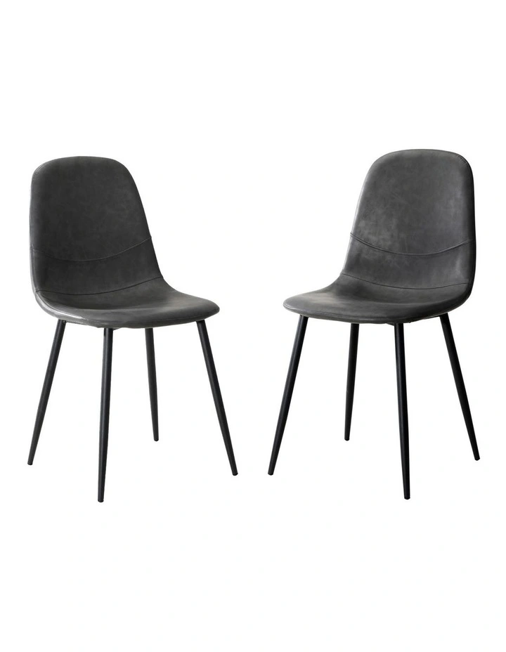 Oikiture 2x Dining Chairs Kitchen Accent Chair Lounge Room PU Leather Grey image 1
