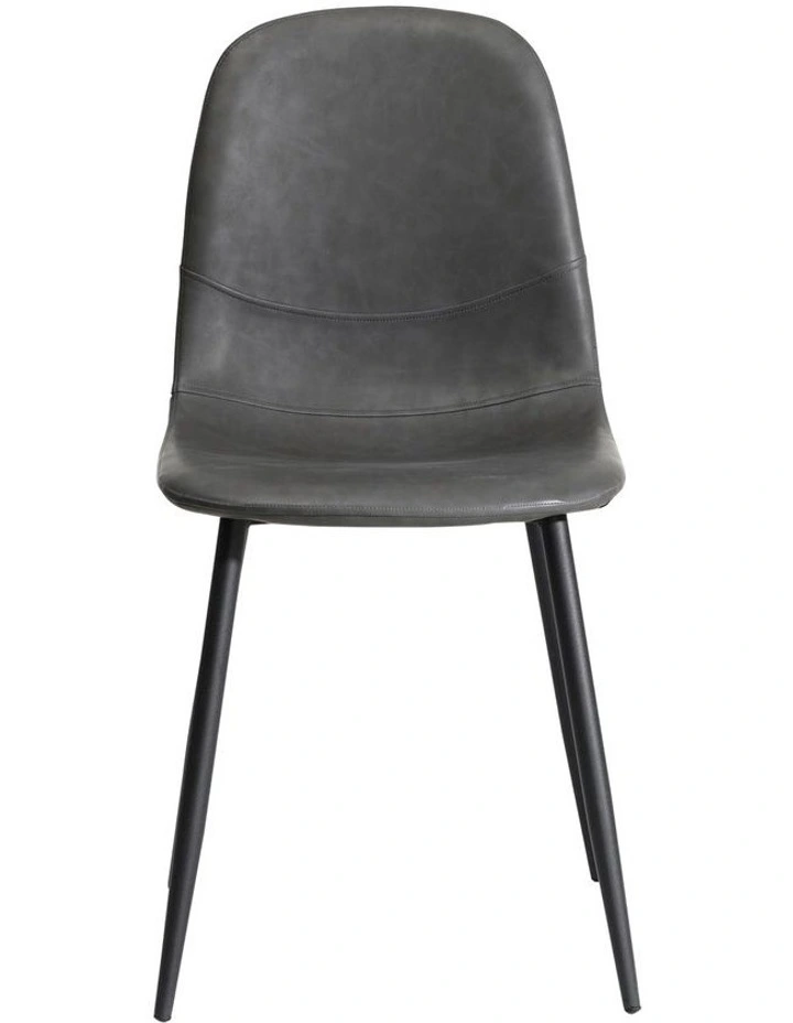 Oikiture 2x Dining Chairs Kitchen Accent Chair Lounge Room PU Leather Grey image 2