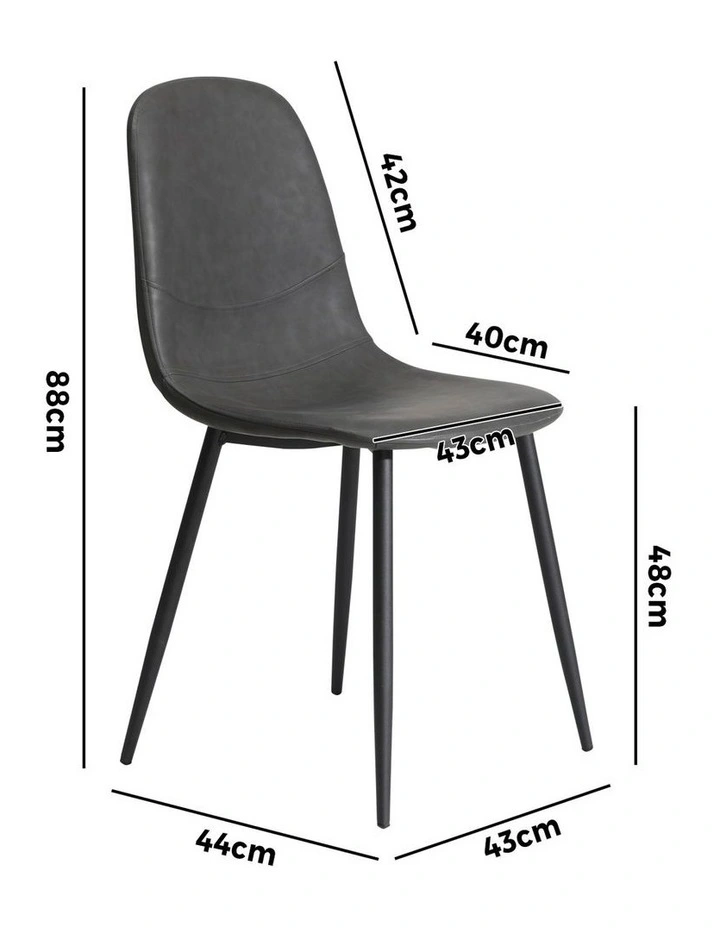 Oikiture 2x Dining Chairs Kitchen Accent Chair Lounge Room PU Leather Grey image 3