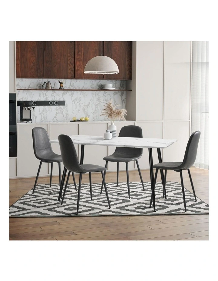 Oikiture 2x Dining Chairs Kitchen Accent Chair Lounge Room PU Leather Grey image 5