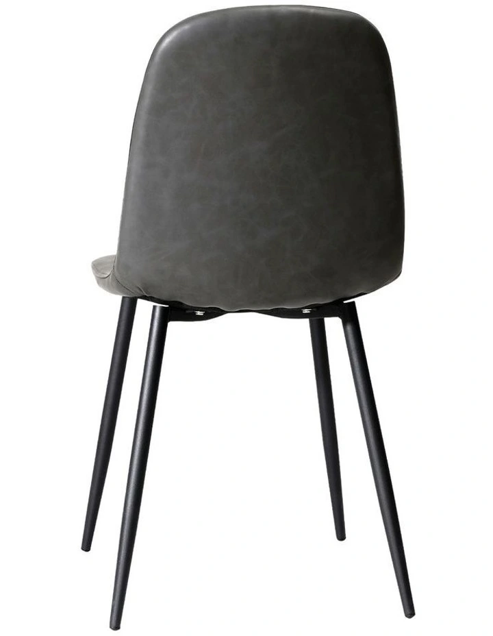 Oikiture 2x Dining Chairs Kitchen Accent Chair Lounge Room PU Leather Grey image 7