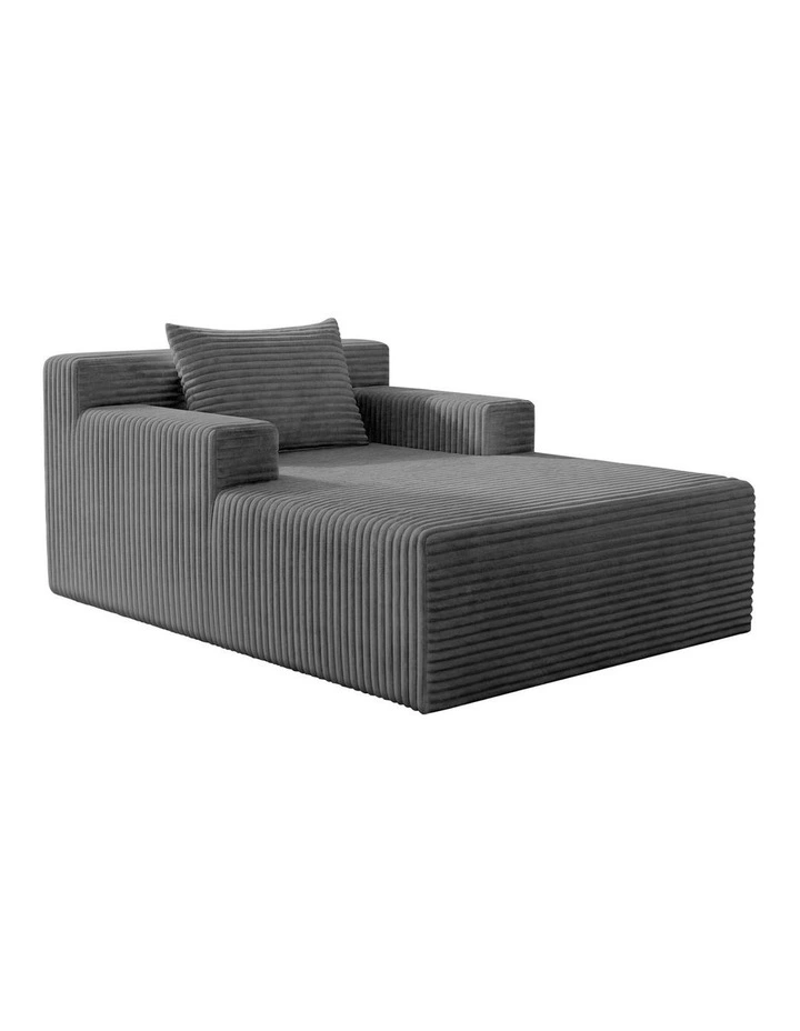 Oikiture Compressed Chaise Chair Corduroy Single Sofa Couch Comfy Lounger Grey image 1