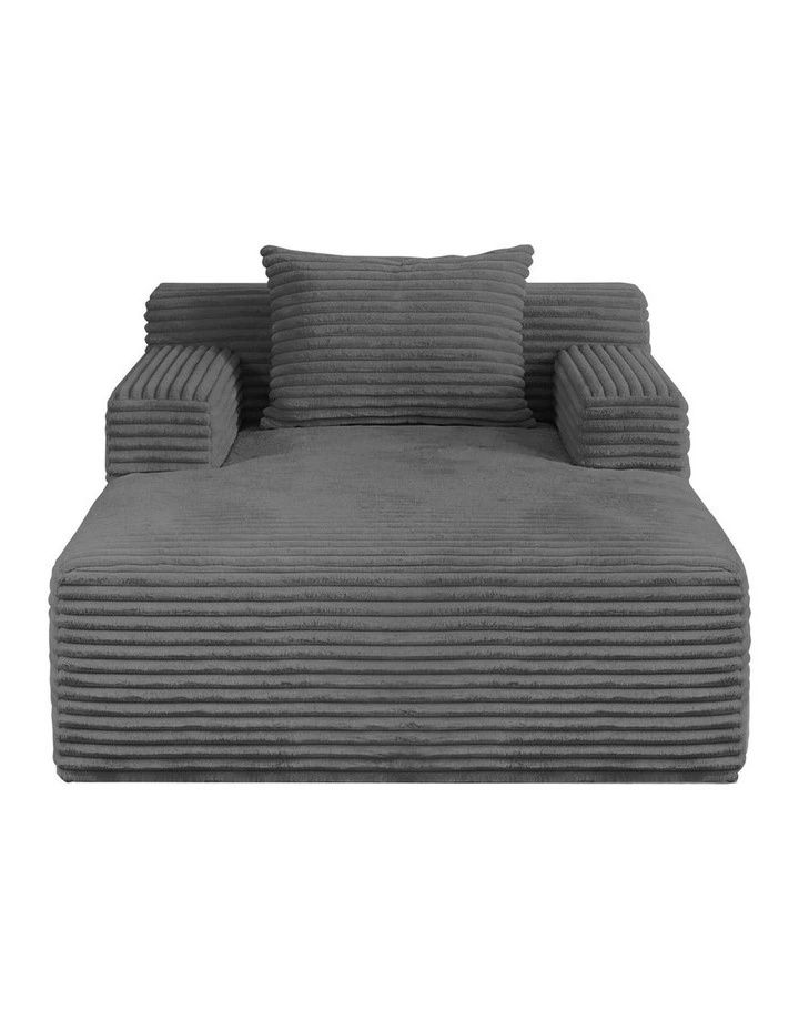 Oikiture Compressed Chaise Chair Corduroy Single Sofa Couch Comfy Lounger Grey image 2