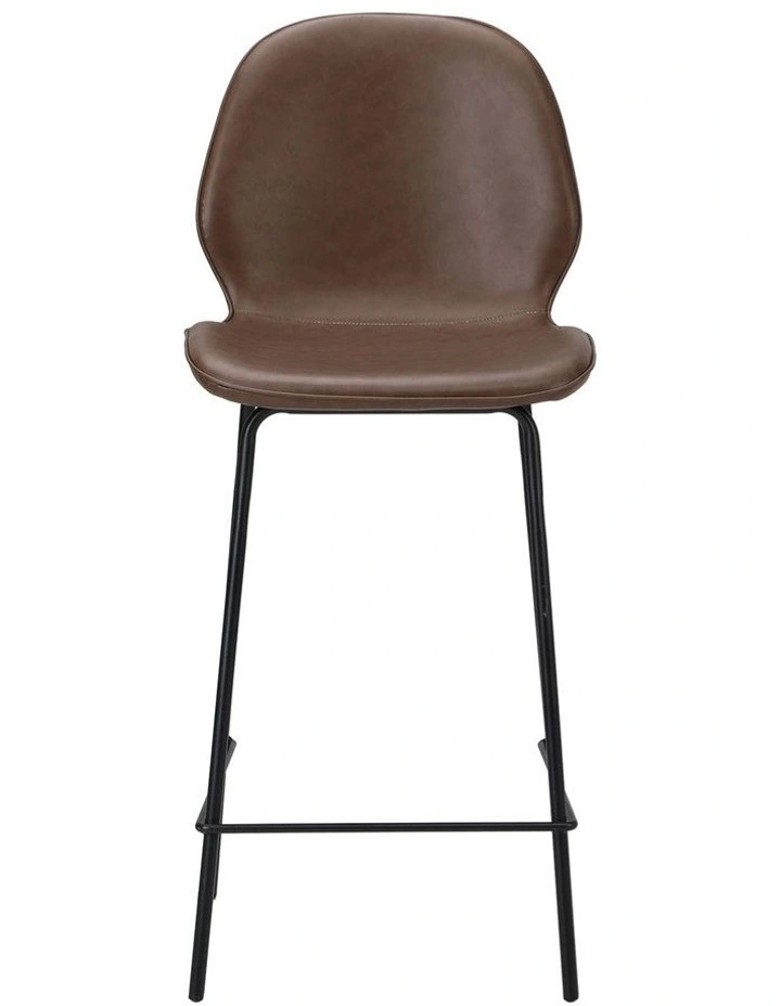Oikiture 2x Bar Stools Kitchen Dining Chairs Counter Stool Leather Brown image 2