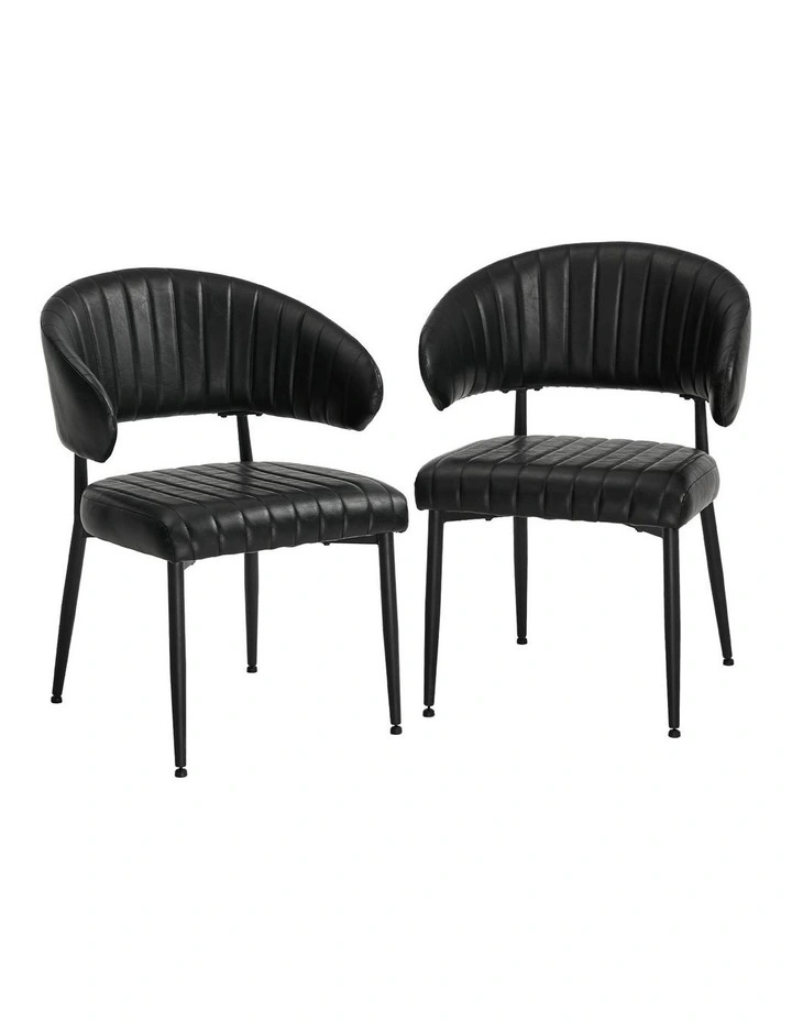 Oikiture 2x PU Leather Dining Chair Kitchen Padded Seat Black image 1